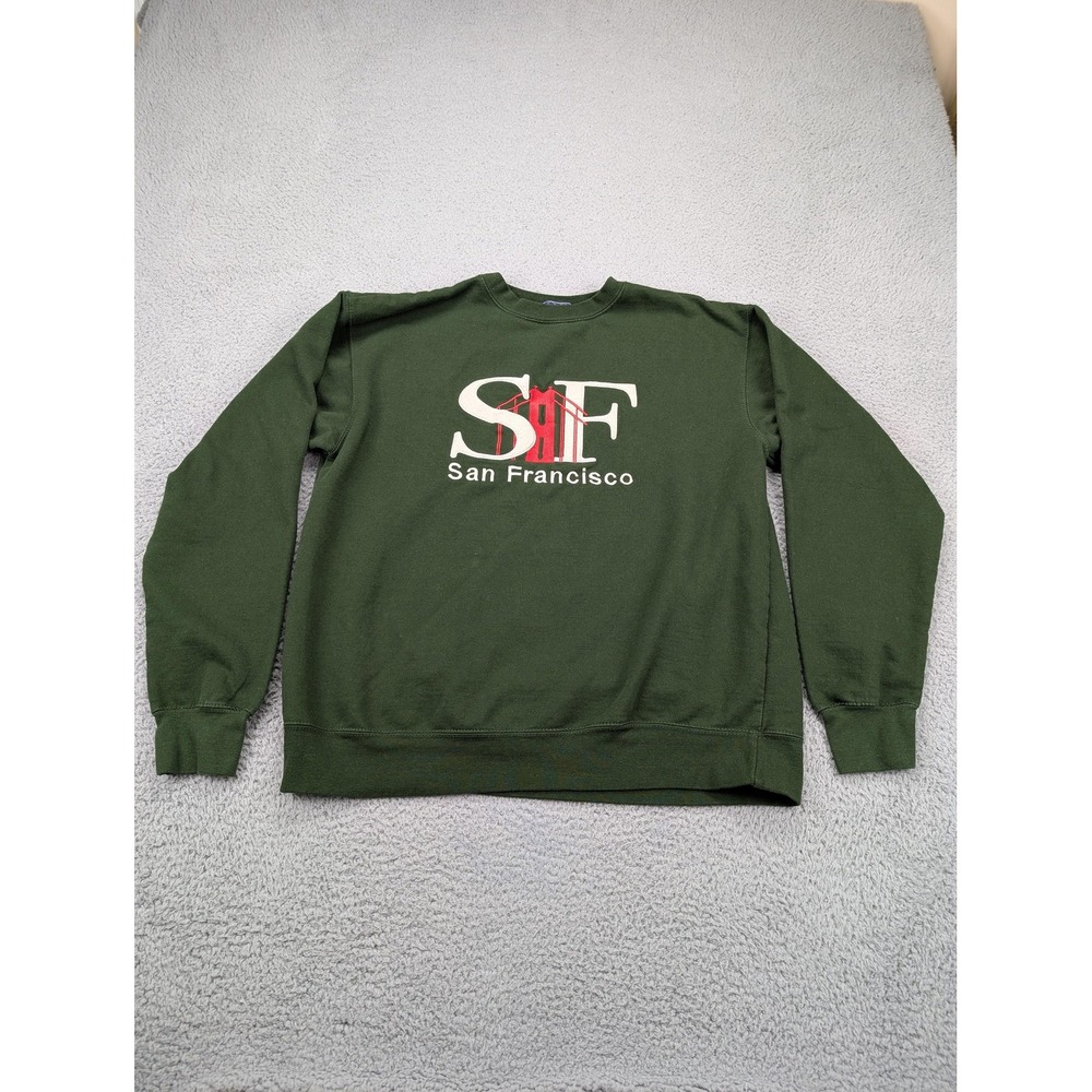 Ocean Beach Sweater Mens Large Green San Francisco Pullover Crewneck‎ Graphic